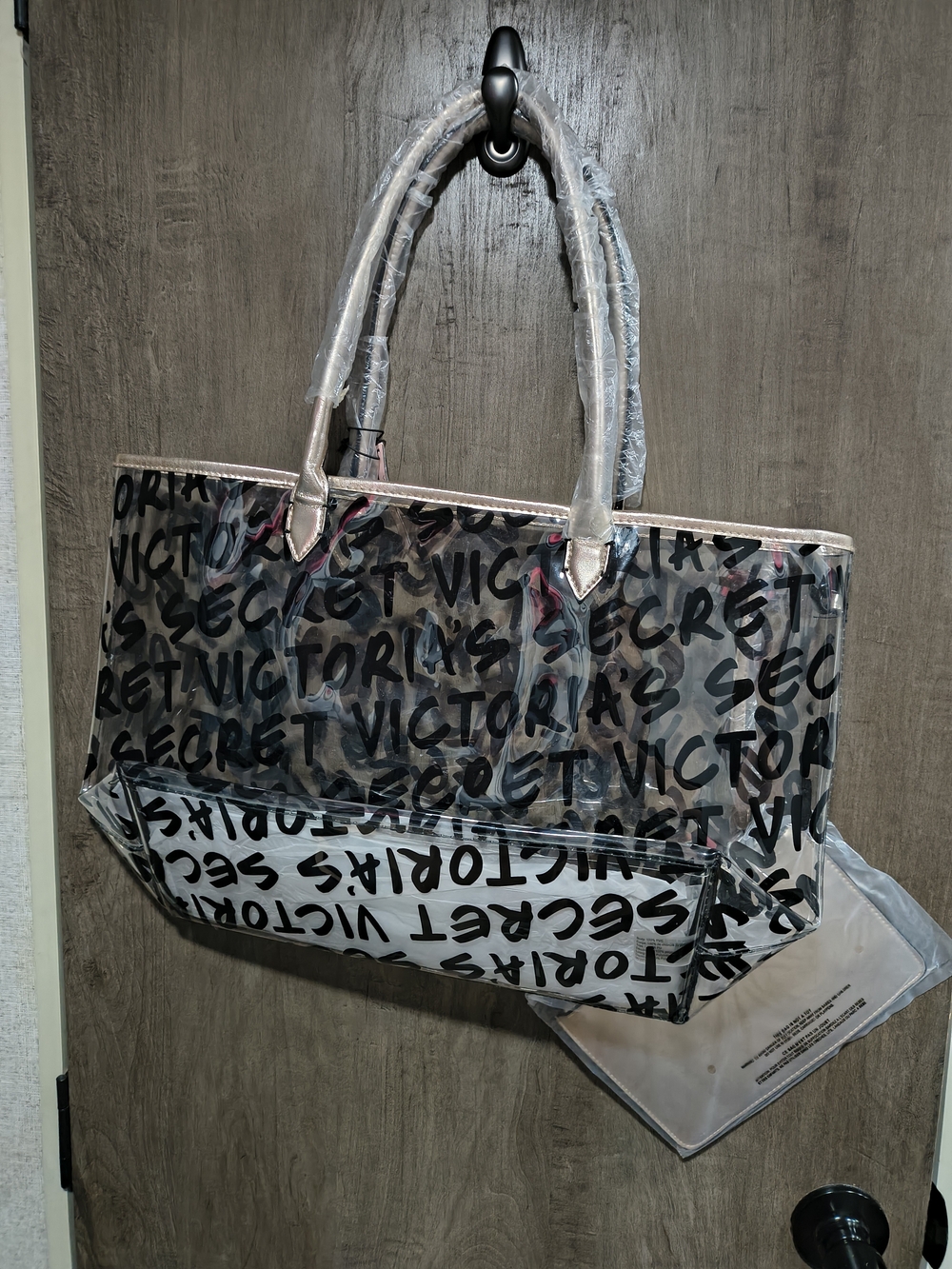 Victoria's Secret Clear Logo Tote Bag in Black